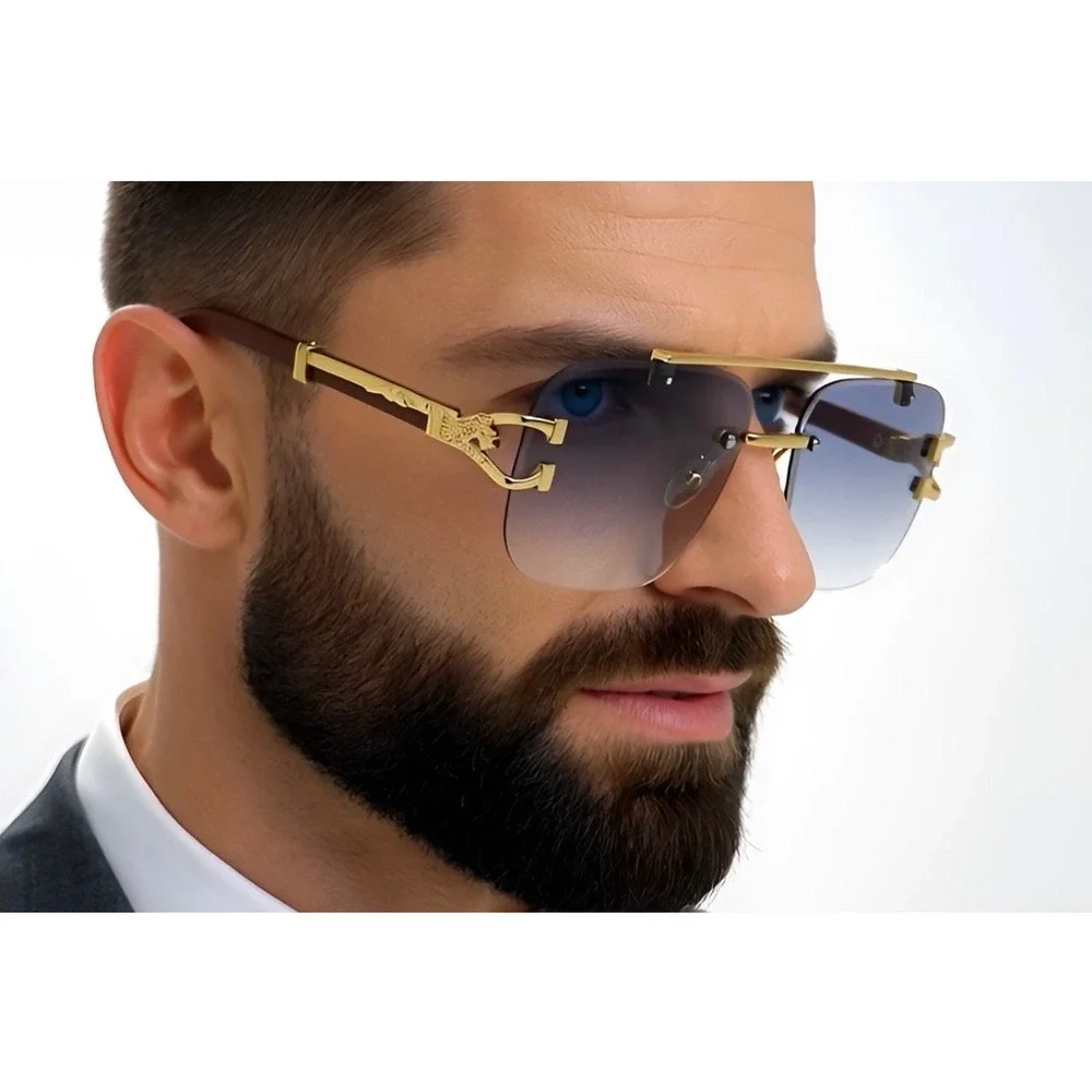Sunglasses‎ Black Lens Gold UV400 Protection 80's 90's Sophisticated Style Gafas